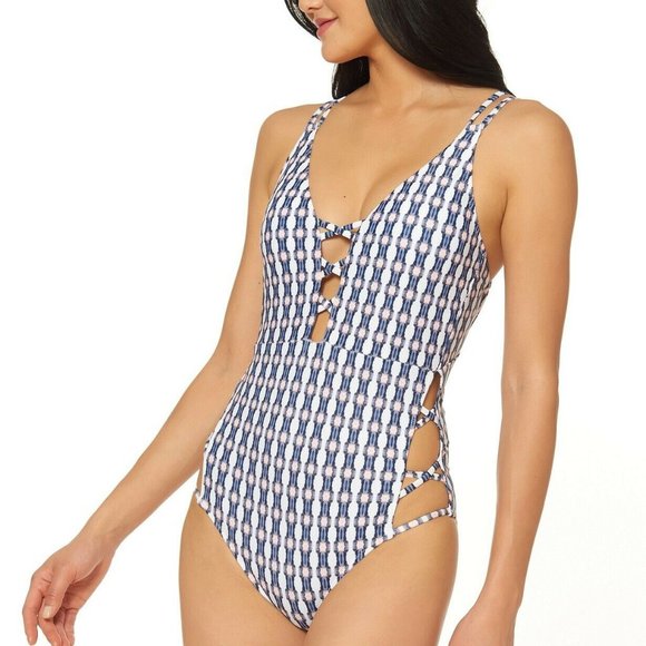Jessica Simpson Multicolor Venice Beach Printed One-Piece Swimsuit, Size M - Picture 1 of 3